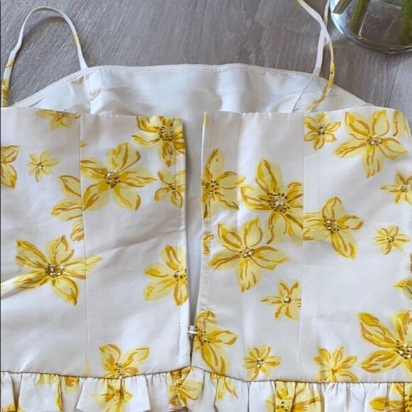 Rickie Freeman for Teri John Silk Floral Camisole Yellow size 4 - Picture 3 of 7
